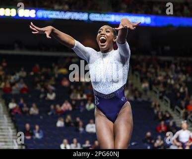 March 18, 2023: Auburn's Derrian Gobourne begins her floor routine ...