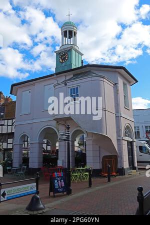 The Pepperpot, Market House clock, Town Hall, building and architecture, High St, Godalming, Waverley, Surrey, England, UK, GU7 1AB Stock Photo