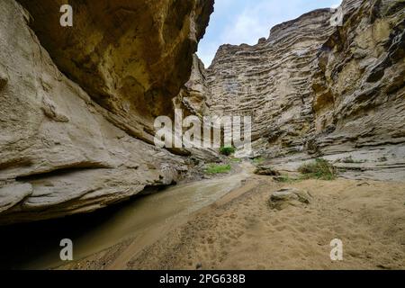 The Tianshan Grand Canyon is a popular tourist destination known for its stunning natural scenery Stock Photo