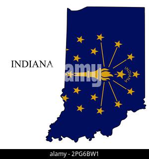 Indiana map vector illustration. Global economy. State in America. North America. United States. America. U.S.A Stock Vector