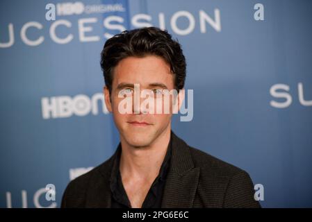 New York, USA. 20th Mar, 2023. Ashley Zukerman attends HBO's 'Succession' Season 4 Premiere held at Jazz at Lincoln Center in New York, NY on March 20, 2023. (Photo by Efren Landaos/Sipa USA) Credit: Sipa USA/Alamy Live News Stock Photo