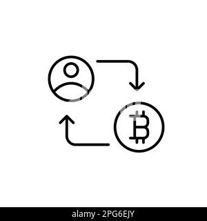 User bitcoin transactions. Secure cryptocurrency financial tools. Pixel perfect, editable stroke icon Stock Vector
