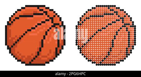 Pixel icon. Sports ball for basketball. Sport equipment. Simple retro game vector isolated on white background Stock Vector