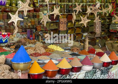 Spice Shop in Nubian Village near Aswan, Egypt Stock Photo
