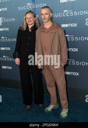 Emma Wall and Jeremy Strong attend HBO's 'Succession' Season 4 Premiere at Jazz at Lincoln Center in New York on March 20, 2023 Stock Photo