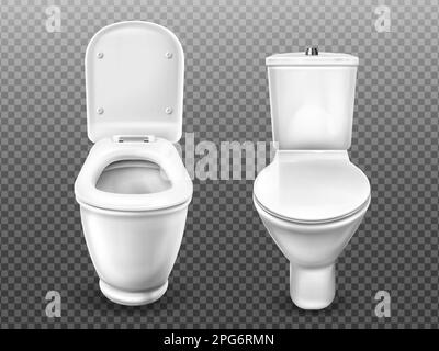 Classic white ceramic toilet bowl presenting modern bathroom interior ...