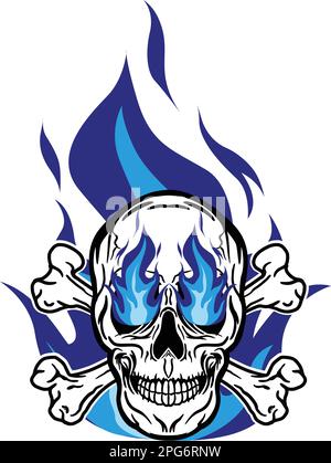 Vector of a skull in fire flames Stock Vector