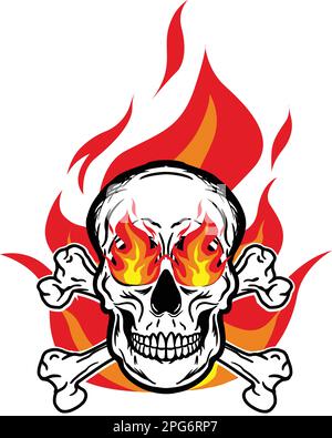 Vector of a skull in fire flames Stock Vector