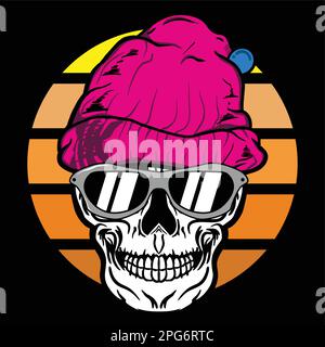 Hipster skull with beanie Stock Vector
