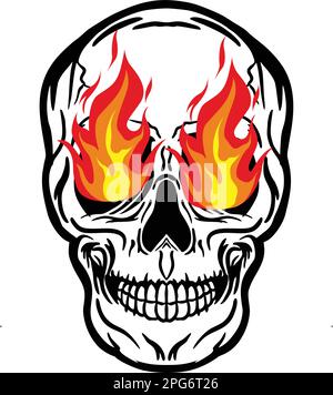 Vector of a skull in fire flames Stock Vector
