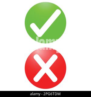 Tick And Cross. Test. Choice. Approved Tick And Rejected Cross. Voting  Button. Green And Red Check Marks. Hand Drawn Vector Signs. Royalty Free  SVG, Cliparts, Vetores, e Ilustrações Stock. Image 88027210.