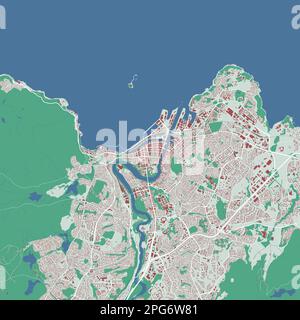 Trondheim vector map. Detailed map of Trondheim city administrative area. Cityscape panorama. Royalty free vector illustration. Outline map with build Stock Vector