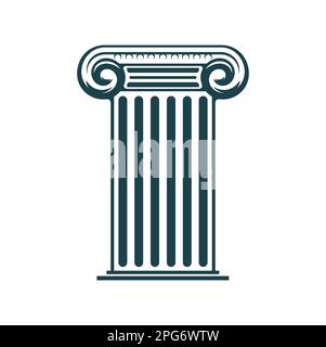 Simple line art icon of a courthouse building with columns, symbolizing ...
