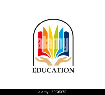 Education knowledge icon. School education, encyclopedia or dictionary, university learning graphic vector icon. Library books reading abstract pictog Stock Vector