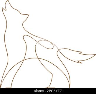 Wolf line art logo design illustration Stock Vector