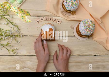 Easter cakes. top view. happy easter concept. Stock Photo
