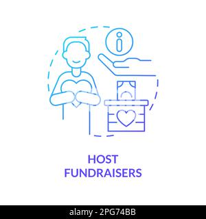 Host fundraisers blue gradient concept icon Stock Vector