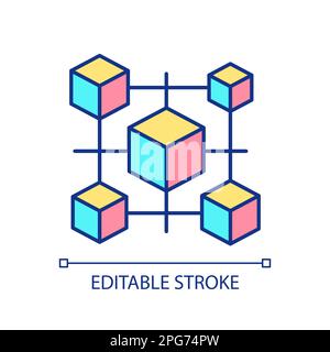 Blockchain network building RGB color icon Stock Vector