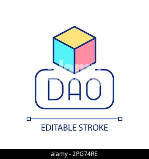 DAO in blockchain RGB color icon Stock Vector