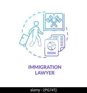 Immigration lawyer blue gradient concept icon Stock Vector