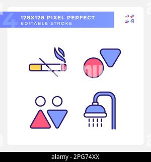 Toilet signs and service pixel perfect linear icons set Stock Vector ...