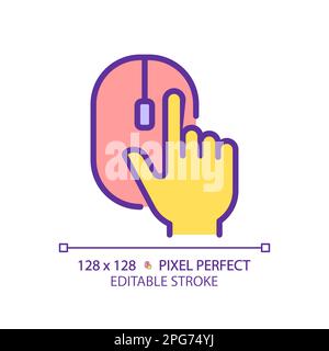 Yellow hand with computer mouse RGB color icon Stock Vector