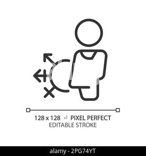 Gender neutral toilet pixel perfect linear icon Stock Vector