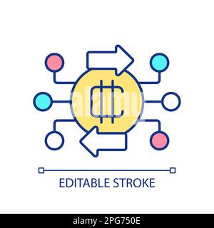 Cryptocurrency exchange rates RGB color icon Stock Vector