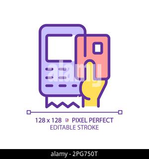 Yellow hand with EDC device RGB color icon Stock Vector