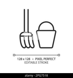 Staff only enclosure pixel perfect linear icon Stock Vector
