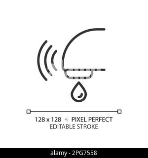 Automatic sensor faucet pixel perfect linear icon Stock Vector