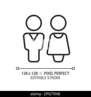 WC door sign pixel perfect linear icon Stock Vector