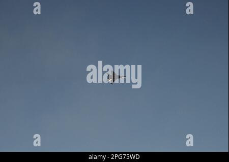 Kyiv, Donetsk, Ukraine. 20th Mar, 2023. A MiG-29 flies over the Donetsk region of Ukraine. In recent days, Poland has pledged to give Ukraine 4 more MiG-29 jets to help the fight against Russia. (Credit Image: © Madeleine/ZUMA Press Wire) EDITORIAL USAGE ONLY! Not for Commercial USAGE! Stock Photo