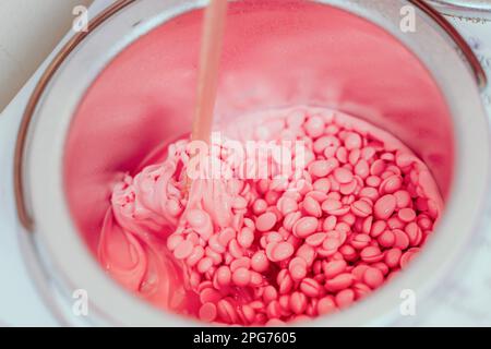 Sugaring Equipment for the production of sugaring paste. Help melt wax faster than sugaring. View from above Stock Photo