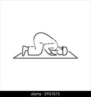 Islamic pray movement of solat linear icon set. Collection of Moslem ...