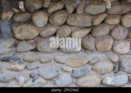 Ambroz River pebble composite foundation. Locals materials used as construction material Stock Photo