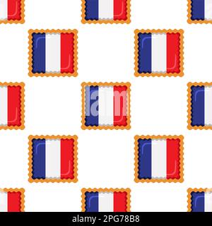 Pattern cookie with flag country France in tasty biscuit, pattern cookie consist of flag country France on natural biscuit, fresh biscuit cookie with Stock Vector