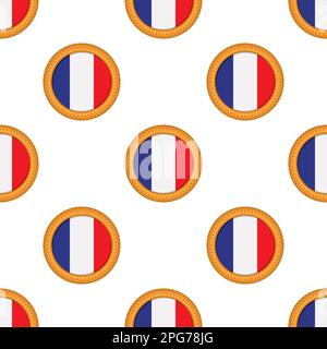 Pattern cookie with flag country France in tasty biscuit, pattern cookie consist of flag country France on natural biscuit, fresh biscuit cookie with Stock Vector