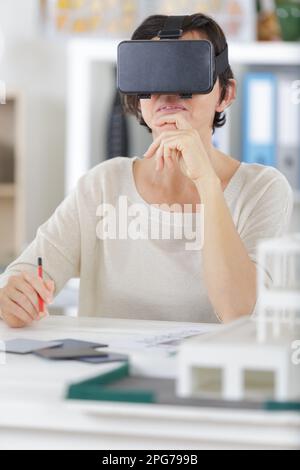 female architect using virtual reality Stock Photo
