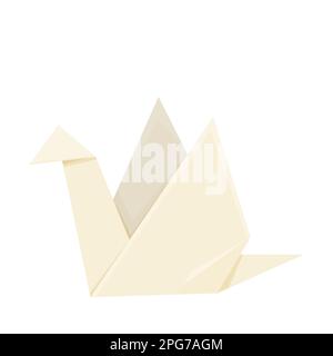 Origami crane paper japanese figure in cartoon style isolated on white background. Vector illustration Stock Vector