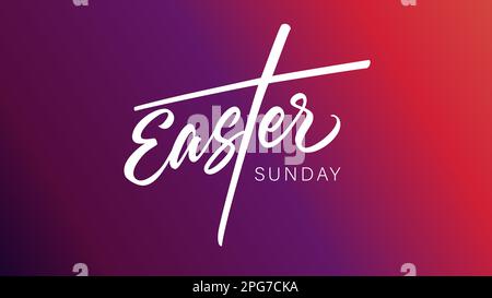 Easter Sunday calligraphy web slide. Elegant inscription, Christian typography poster. Easter card or banner template. Vector illustration Stock Vector