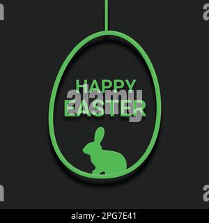 Easter egg with rabbit on a black background. Vector illustration. Stock Vector
