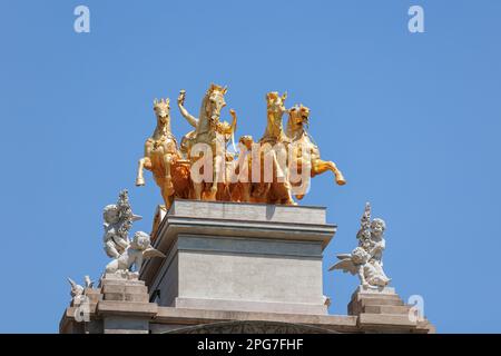 Detail of the Fountain designed by Josep Fontserè inside The Parc de la Ciutadella, Citadel Park, in Ciutat Vella Neighborhood in Barcelona, Catalonia Stock Photo