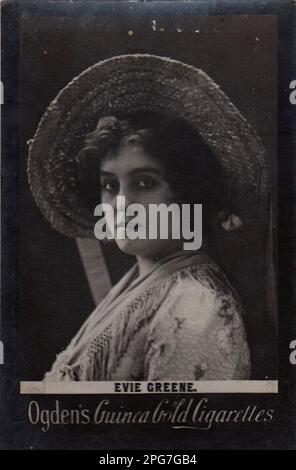 Portrait of Actress Evie Greene   - Vintage Cigarette Card, Victorian Era Stock Photo