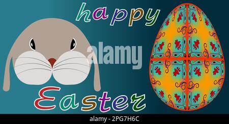 Happy Easter greeting holiday background. Decorative egg as a symbol of the spring holiday. Graphic abstract design in minimal style. Stock Vector