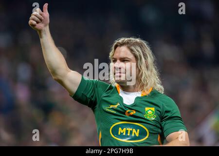 Faf du Plessis, gives thumbs up to the crowd after the All Black match ...