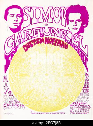 Simon & Garfunkel, Dustin Hoffman 1968 Indianapolis Concert Poster Stock Photo