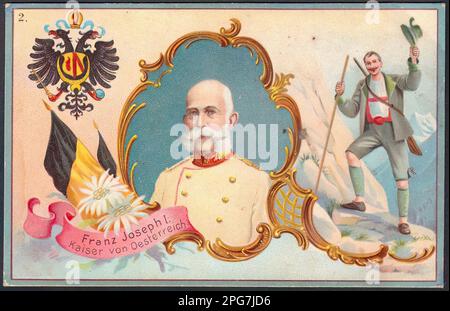 Portrait of Kaiser Franz Joseph of Austria - Vintage German Tradecard Stock Photo