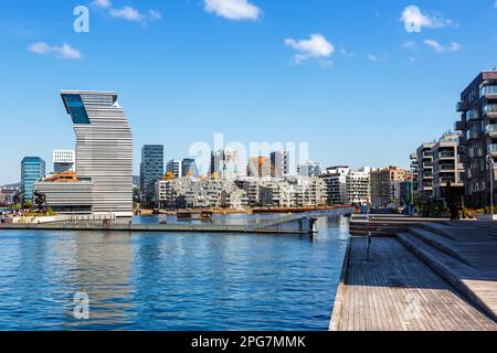 Oslo, Norway - August 15, 2022: Oslo Skyline Modern City Architecture Building In New Bjørvika District With Munch Museum In Oslo, Norway. Stock Photo