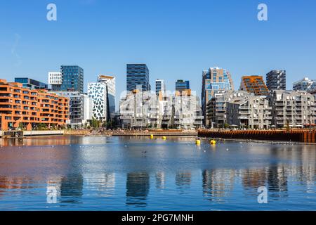 Oslo, Norway - August 15, 2022: Oslo Skyline Modern City Architecture Building In New Bjørvika District In Oslo, Norway. Stock Photo